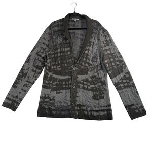 John Varvatos Mens Textured Knit Blazer Cardigan Gray Black Button Front XL